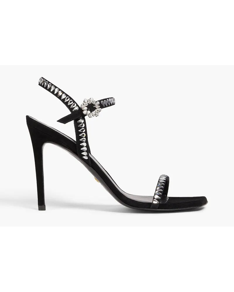Stuart Weitzman Gem Cut 100 embellished suede sandals - Black Black