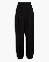 ba&sh Pleated leopard-jacquard tapered pants - Black Black