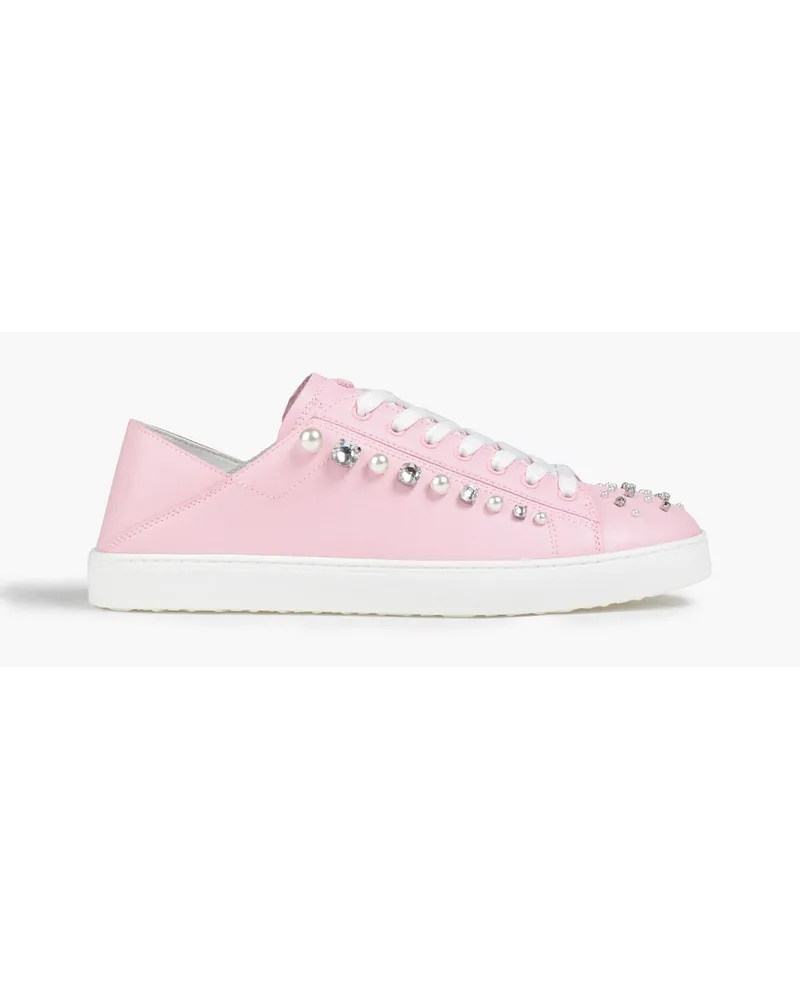 Stuart Weitzman Goldie embellished leather sneakers - Pink Pink