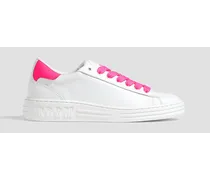 Neon two-tone leather sneakers - White