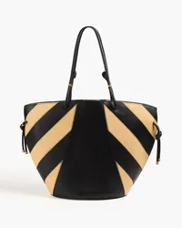 Tory Burch Two-tone pebbled-leather tote - Black Black