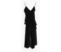 Alva ruffle-trimmed chiffon maxi dress - Black