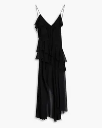 Ronny Kobo Alva ruffle-trimmed chiffon maxi dress - Black Black