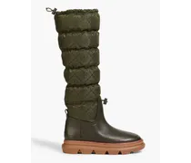 Quilted satin-jacquard platform snow boots - Green