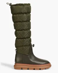 Tory Burch Quilted satin-jacquard platform snow boots - Green Green