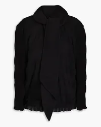 Ganni Plissé crepe top - Black Black