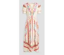Bianca floral-print silk-satin jacquard midi dress - Multicolor