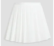 Skirt-effect plissé cotton-blend poplin shorts - White