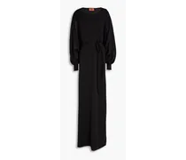 Cape-effect cashmere and silk-blend maxi dress - Black