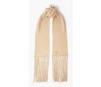 Levi fringed ribbed-knit scarf - Neutral - OneSize
