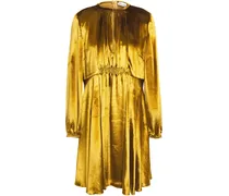 Shirred velvet mini dress - Yellow