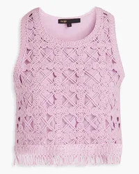 Maje Cropped fringed crocheted top - Purple Purple