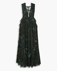 Ulla Johnson Fiona ruffled printed cotton-blend chiffon dress - Green Green