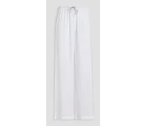 The Dani crystal-embellished satin wide-leg pants - White