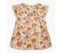 Kids Andie ruffled floral-print cotton top - Yellow