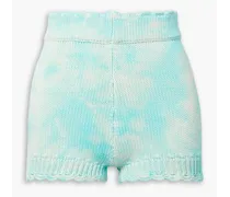 Karrisa scalloped tie-dyed cotton-blend shorts - Blue