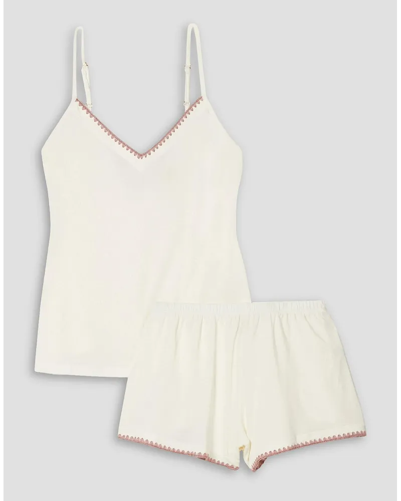 Eberjey Frida embroidered stretch-TENCEL™ Modal pajama set - White White