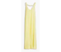 Knotted velvet midi dress - Yellow
