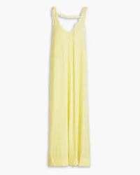 Ganni Knotted velvet midi dress - Yellow Yellow