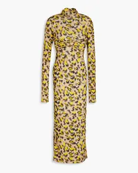 Nanushka Knotted leopard-print jersey turtleneck midi dress - Animal print Animal