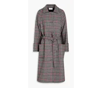 Belted Prince of Wales checked coat - Black