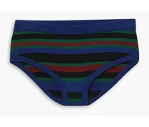 Striped knitted mid-rise briefs - Blue