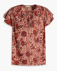 Ulla Johnson Shani ruffled floral-print cotton-blend voile top - Brown Brown