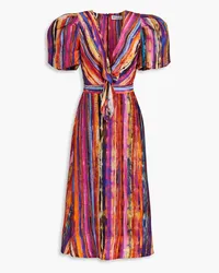 Rebecca Vallance Knotted striped gauze midi dress - Multicolor Multicolor