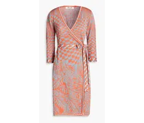 Lainey metallic jacquard-knit wrap dress - Orange