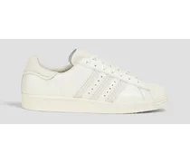 Superstar embroidered leather sneakers - White