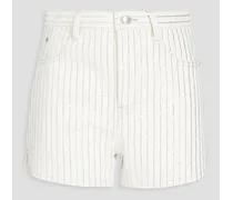 Crystal-embellished denim shorts - White