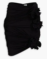 Magda Butrym Floral-appliquéd cutout stretch-jersey mini skirt - Black Black