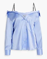 Alexander Wang Cold-shoulder silk-satin top - Blue Blue