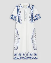 Saloni Dree broderie anglaise cotton midi dress - Blue Blue