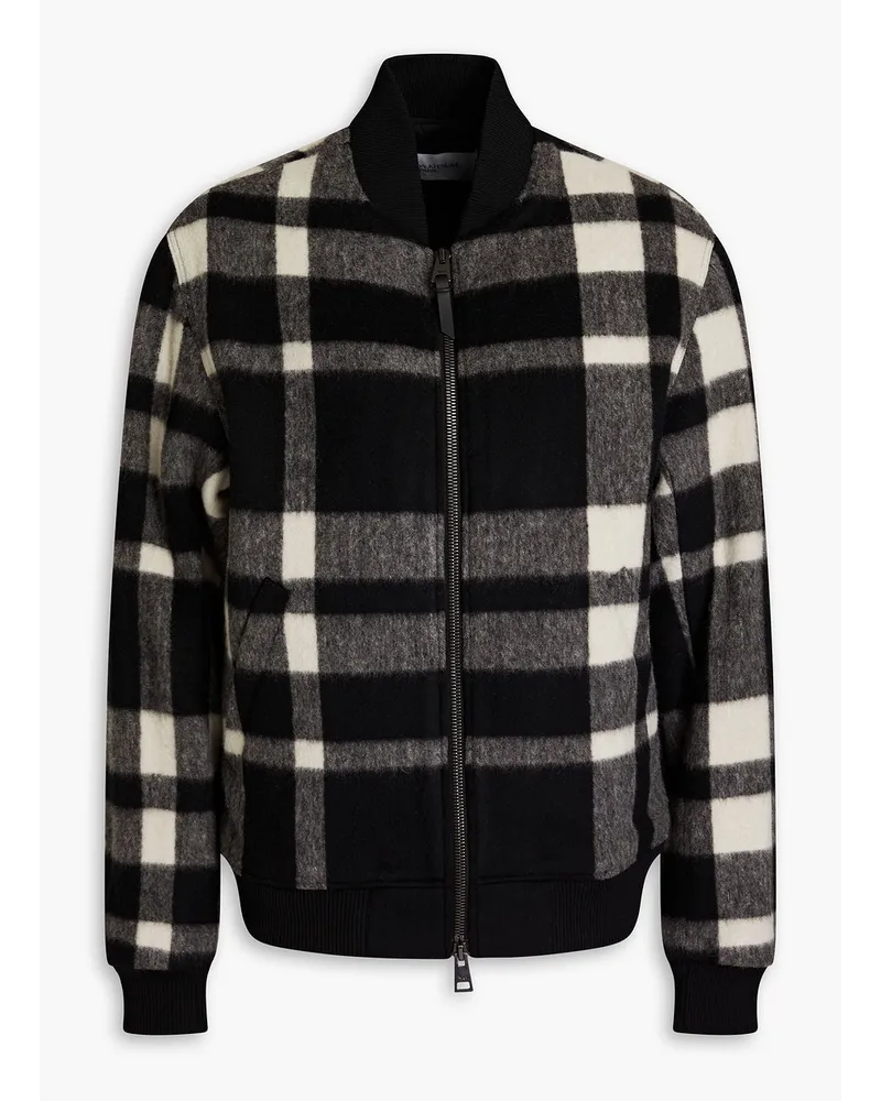 Kitsuné Checked brushed-felt and wool-blend bomber jacket - Black Black