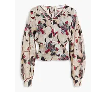 Dunna floral-print jacquard blouse - Neutral