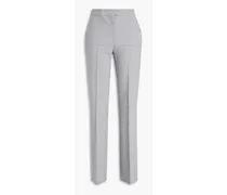 Checked wool-blend straight-leg pants - Gray