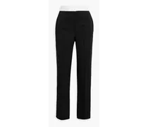 Wool-jacquard straight-leg pants - Black
