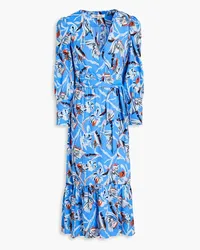 Diane von Furstenberg Blade printed crepe midi wrap dress - Blue Blue