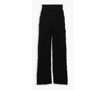 Acacus crocheted linen wide-leg pants - Black