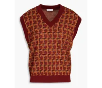 Jacquard-knit merino wool-blend vest - Red