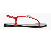 Crystal-embellished suede sandals - Red