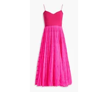 RED Valentino Tiered neon knitted midi dress - Pink Pink