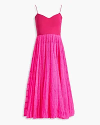 RED Valentino Tiered neon knitted midi dress - Pink Pink