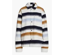 Jarod brushed striped wool-blend jacket - Blue