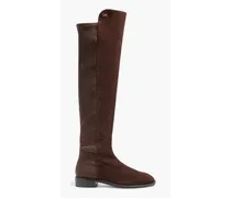 Keelan suede and neoprene knee boots - Brown