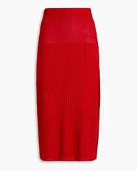 Joseph Metallic ribbed-knit midi skirt - Red Red