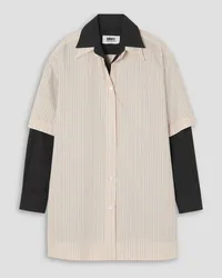 Maison Margiela Oversized layered striped cotton-poplin shirt - White White