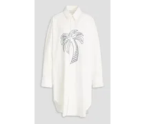 Embroidered cotton-poplin shirt dress - White