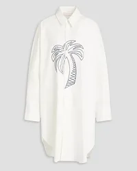 Palm Angels Embroidered cotton-poplin shirt dress - White White